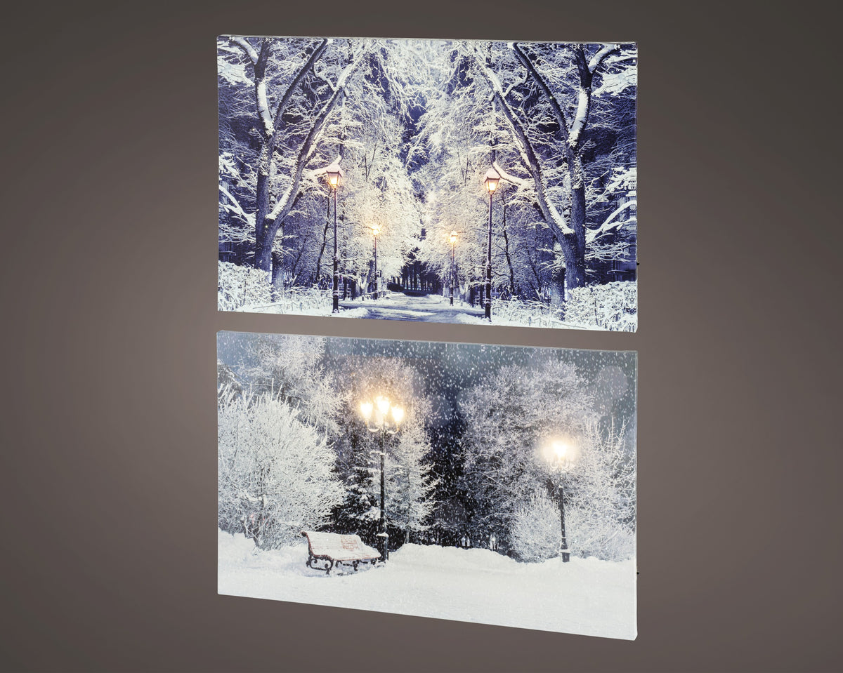 Quadro Luminoso Viale Con Neve 58x38 Cm 1 Pz