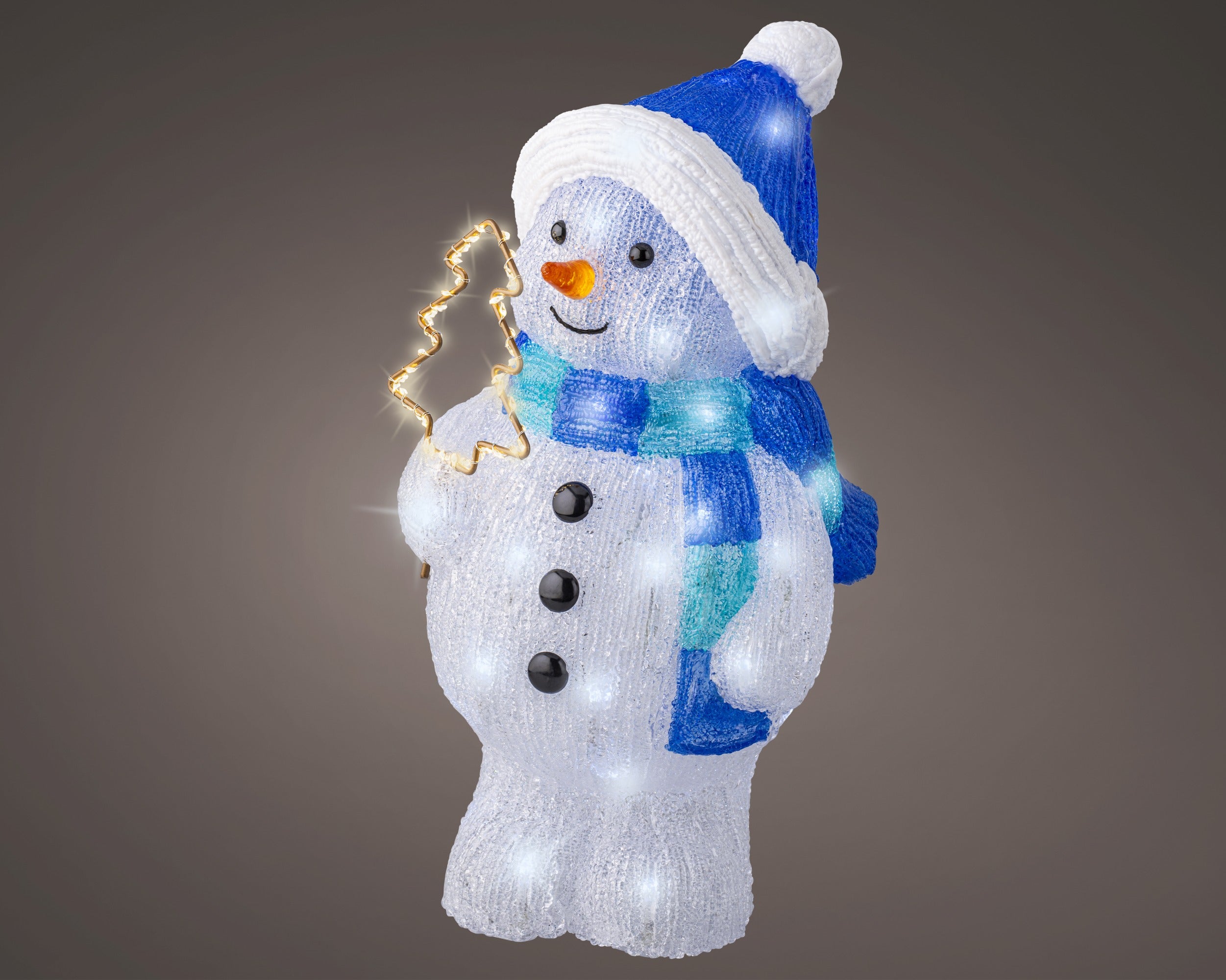 Pupazzo Di Neve 95 Led Luce Calda O Fredda 20,5x21,5x43,2 Cm