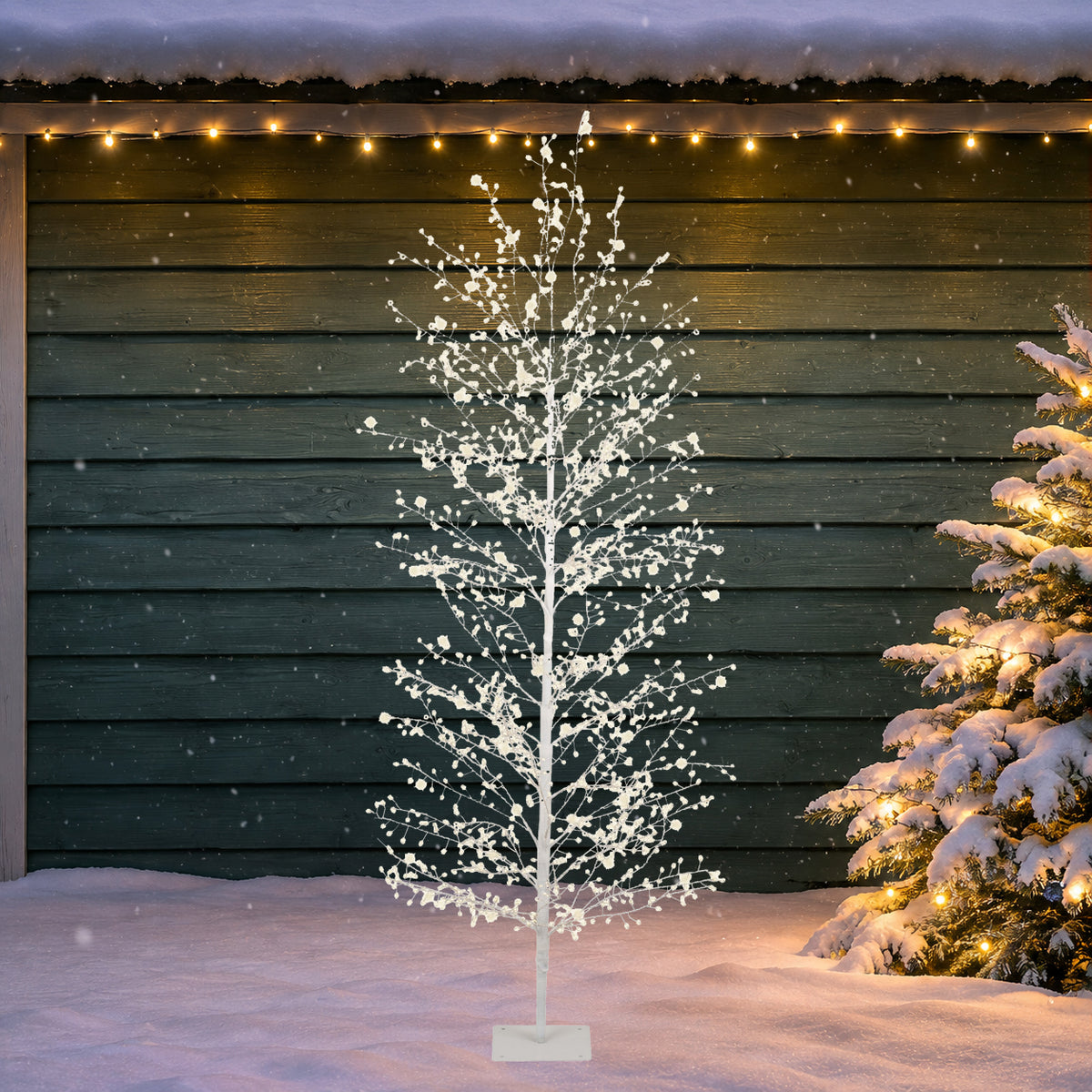 Albero Bianco Luminoso 180 Cm 1755 Micro Led Warm White