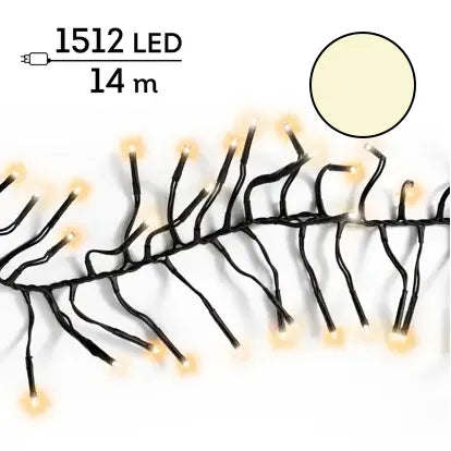 Luci Di Natale Cluster 1512 Led Classic Warm 13 M