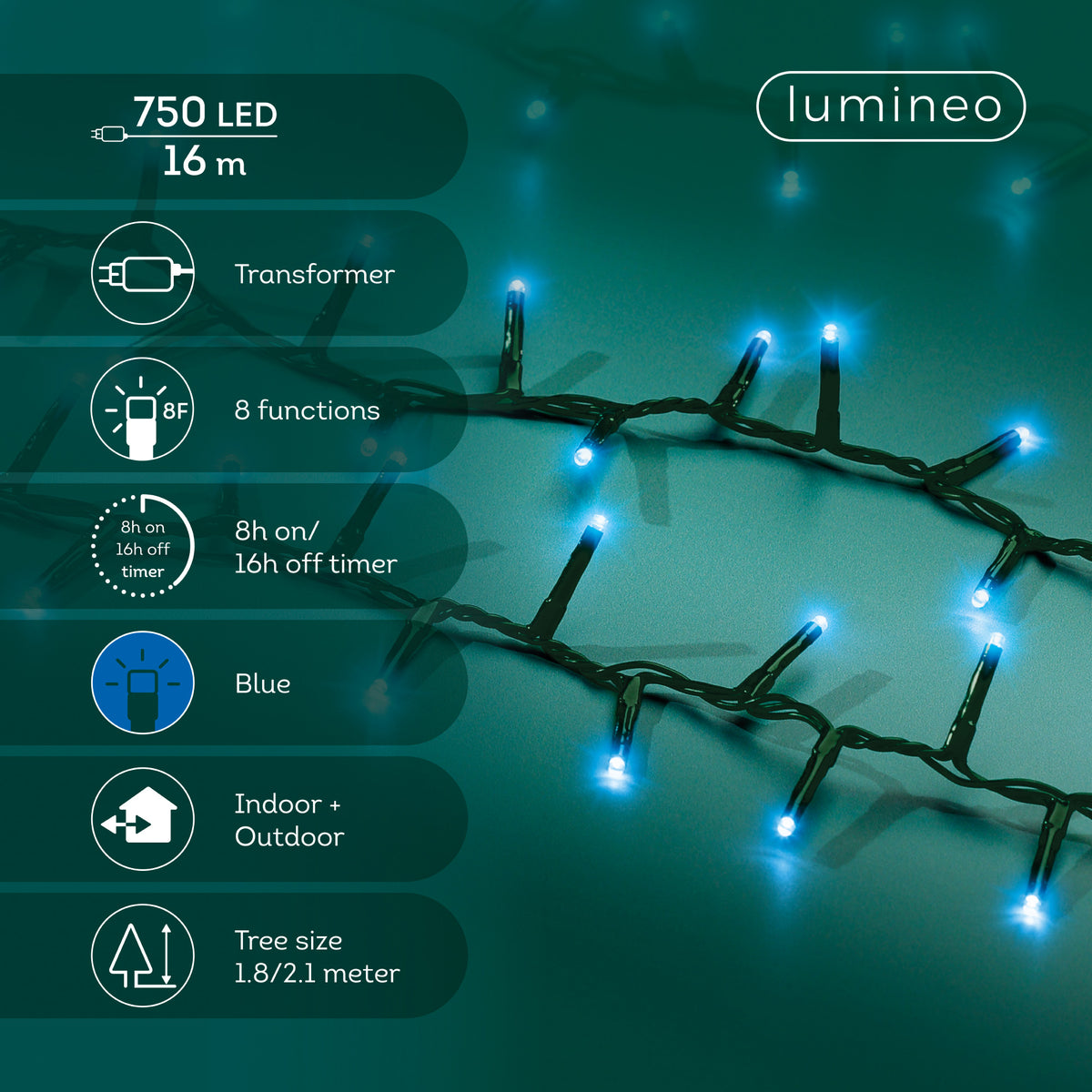 Luci Natale 750 Led Blu