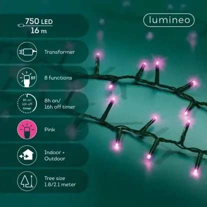 Luci Natale 750 Led Rosa