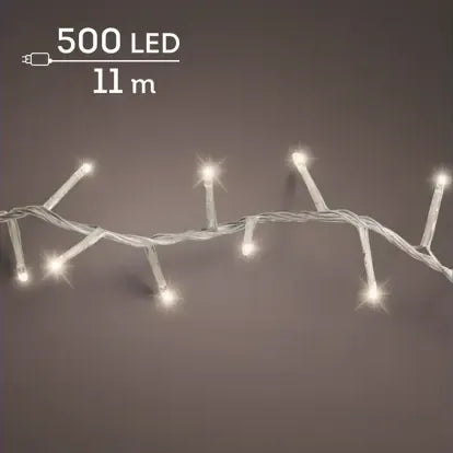 Luci Natale 500 Led Caldo Naturale Cavo Trasparente