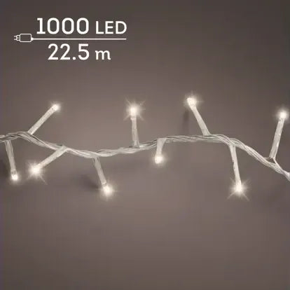 Luci Natale 1000 Led Caldo Naturale Cavo Trasparente