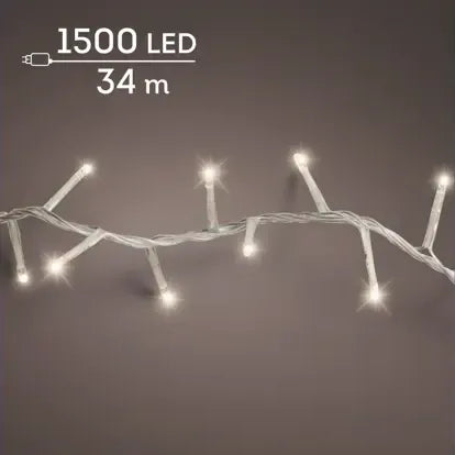 Luci Natale 1500 Led Caldo Naturale Cavo Trasparente