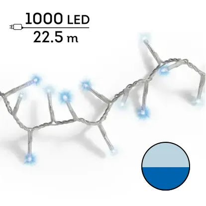 Luci Natale 1000 Led Freddo Blu Cavo Trasparente
