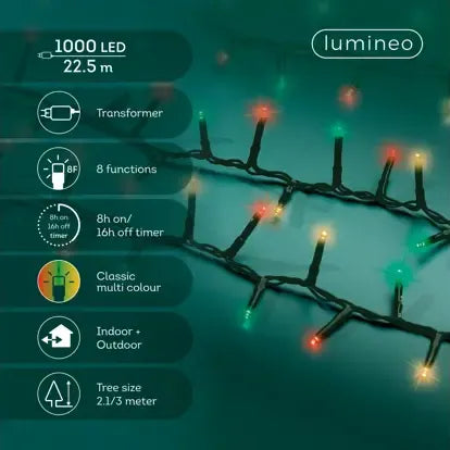 Luci Natale 1000 Led Caldo Naturale Rosso Verde