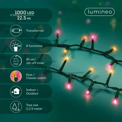 Luci Natale 1000 Led Caldo Classico Rosa