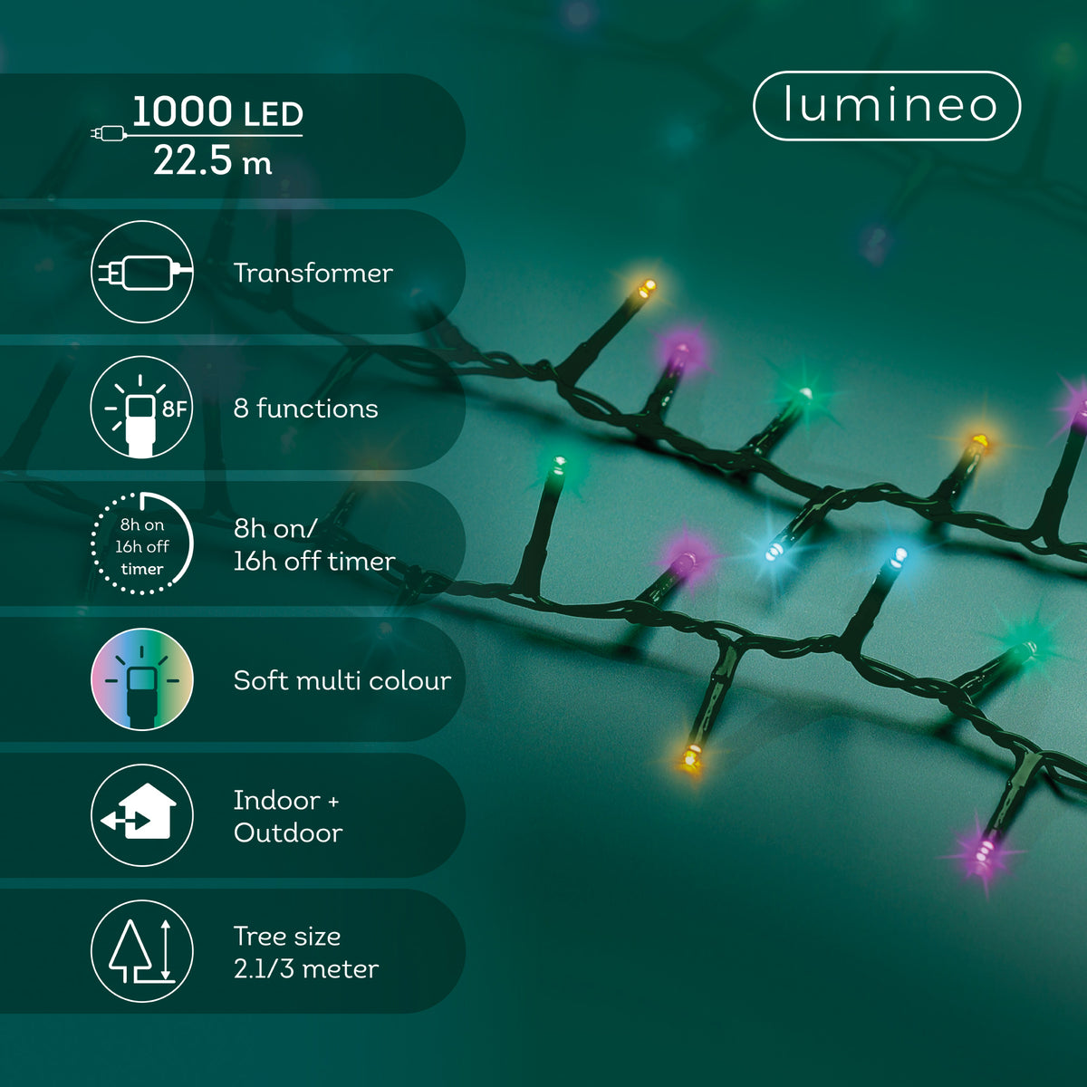 Luci Natale 1000 Led Soft Multicolor