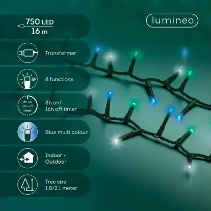 Luci Natale 750 Led Freddo Blu Verde