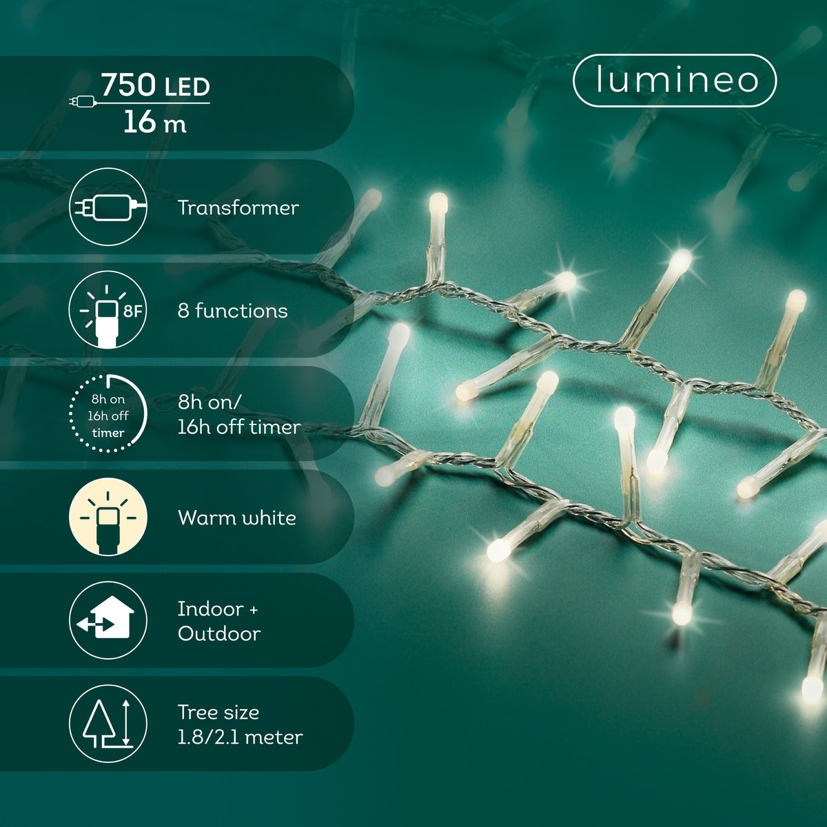 Luci Soft Glow 750 Led Bulbo opaco Caldo Naturale Cavo Trasparente