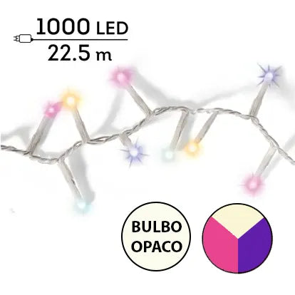 Luci Soft Glow 1000 Led Bulbo opaco Freddo Caldo Naturale Rosa Viola Cavo Trasparente