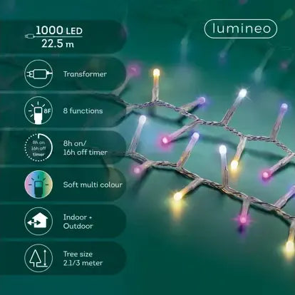Luci Soft Glow 1000 Led Bulbo opaco Freddo Caldo Naturale Rosa Viola Cavo Trasparente