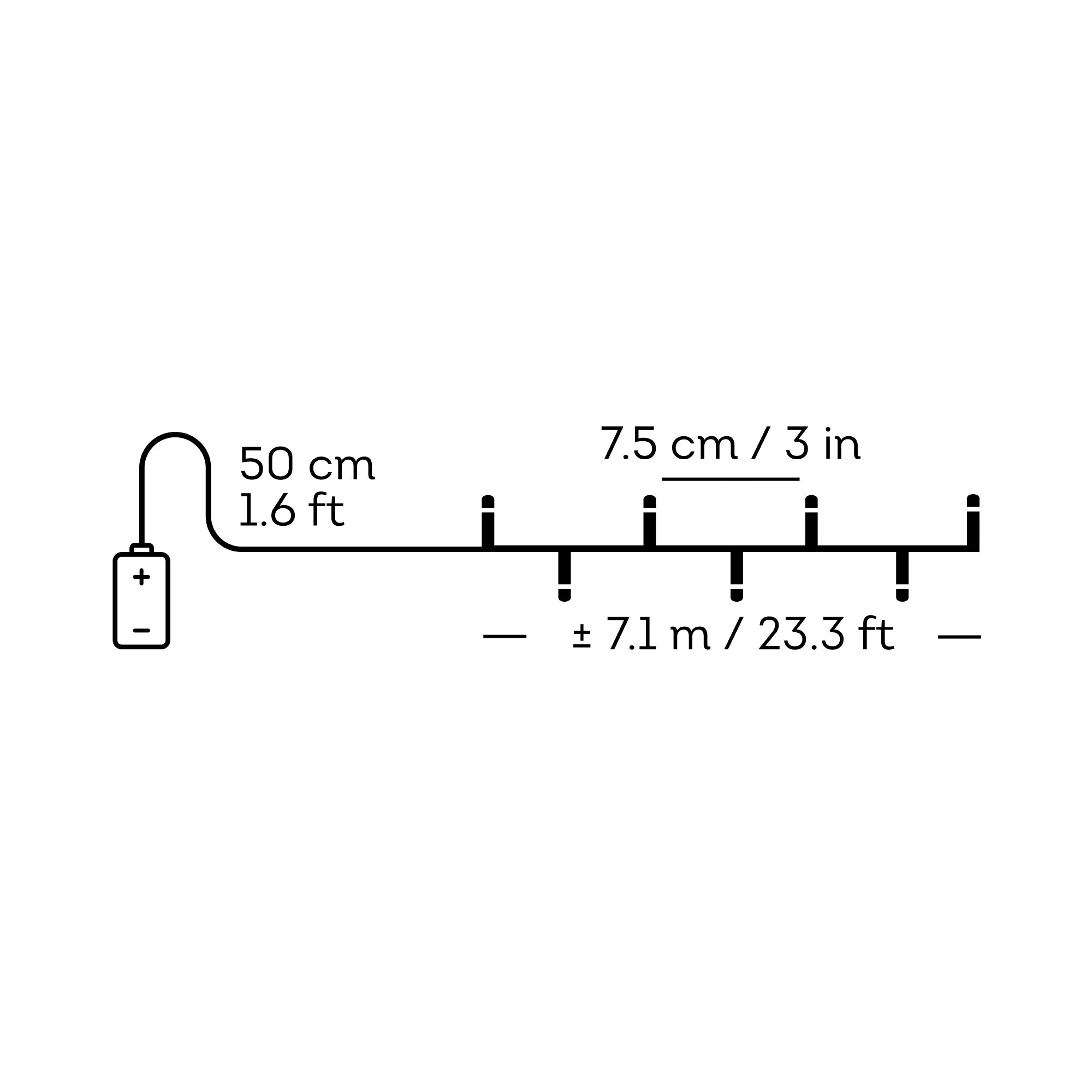 Luminaria Batteria 96 Led 7,1 M Warm