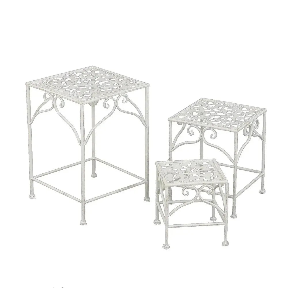 Colonnina Metallo Jessica Bianco Brush 30x30x43 Cm