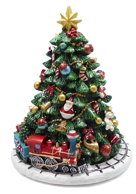 Carillon Albero Di Natale Con Treno musicale decorativo natalizio con trenino in movimento - DeMatteis.it