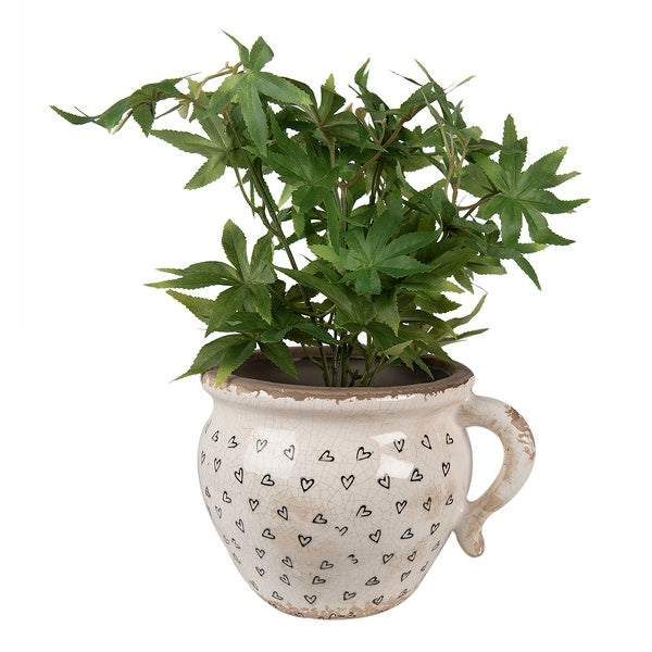 Vaso Fiori Decoro Cuori Neri 17x14x12 Cm