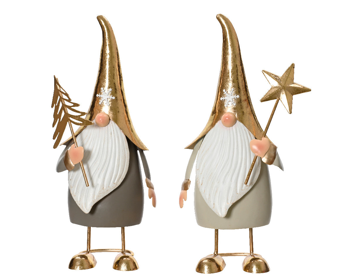 Gnomo Natalizio di ferro decorativo con accessori natalizi dimensioni 10,5 x 16 x 35 cm per addobbi festivi - DeMatteis.it