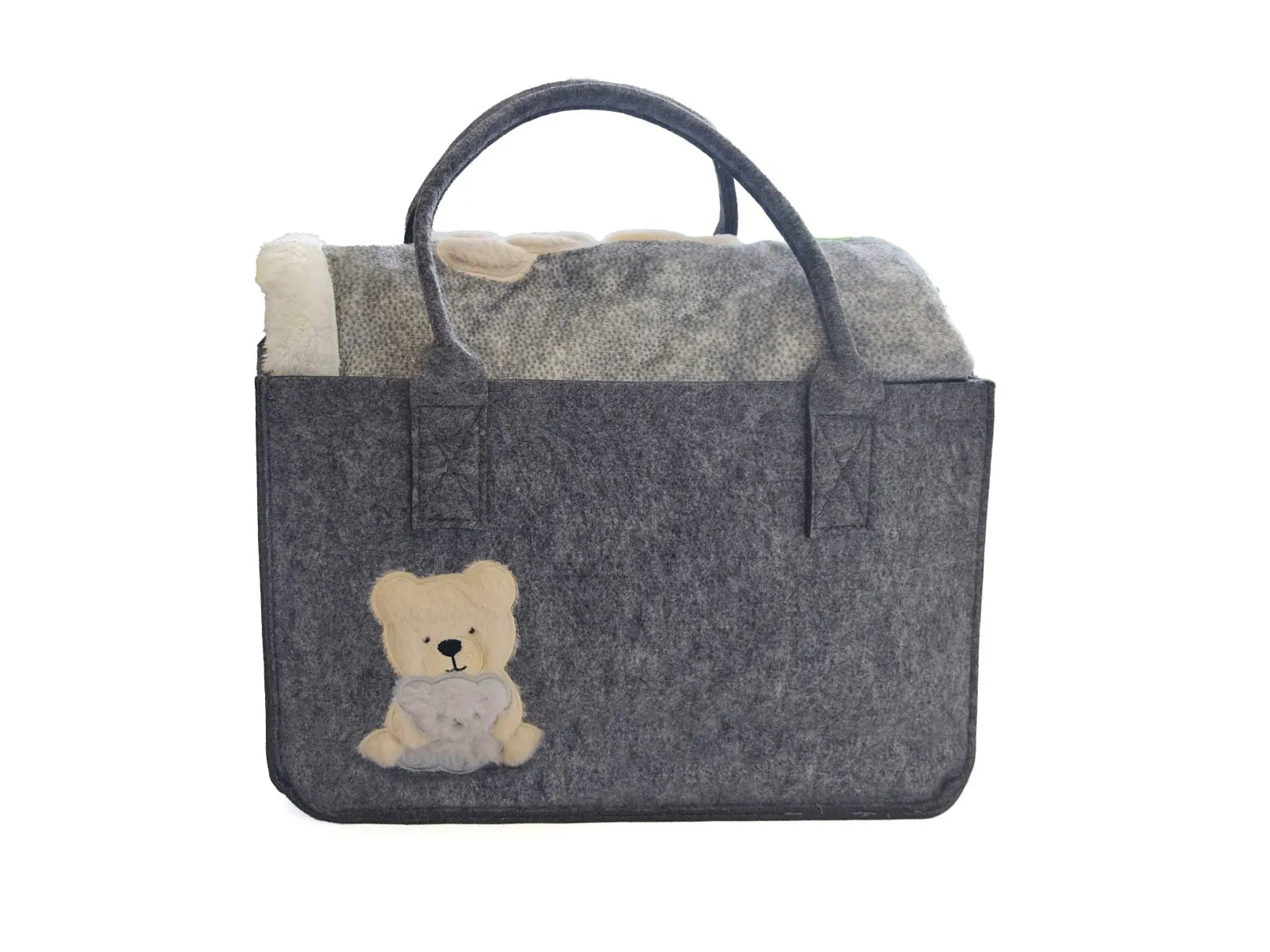 Plaid Morbidotto Con Borsa In Feltro My Teddy Antracite 130x160 Cm