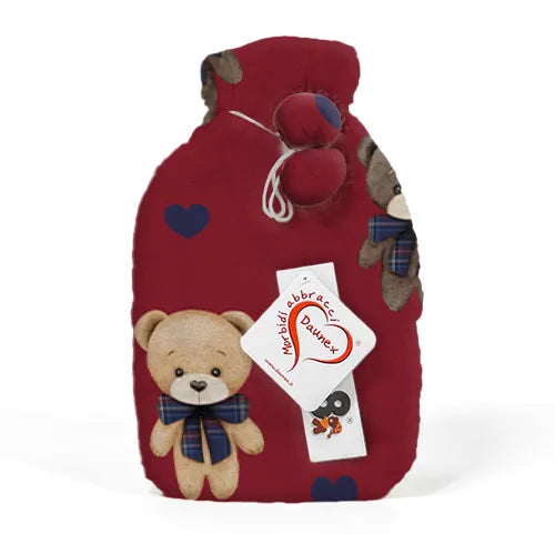 Borsa acqua calda con pon pon orsacchiotti per terapia del calore 23x37 cm - DeMatteis.it