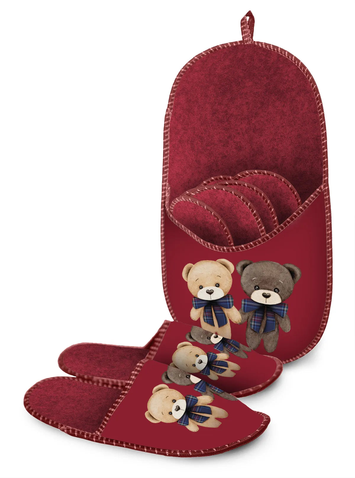 Set Ciabattoe Family Orsacchiotti Rosso