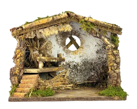 Capanna vuota per presepe 33x18x24 cm con struttura artigianale e dettagli naturali - DeMatteis.it