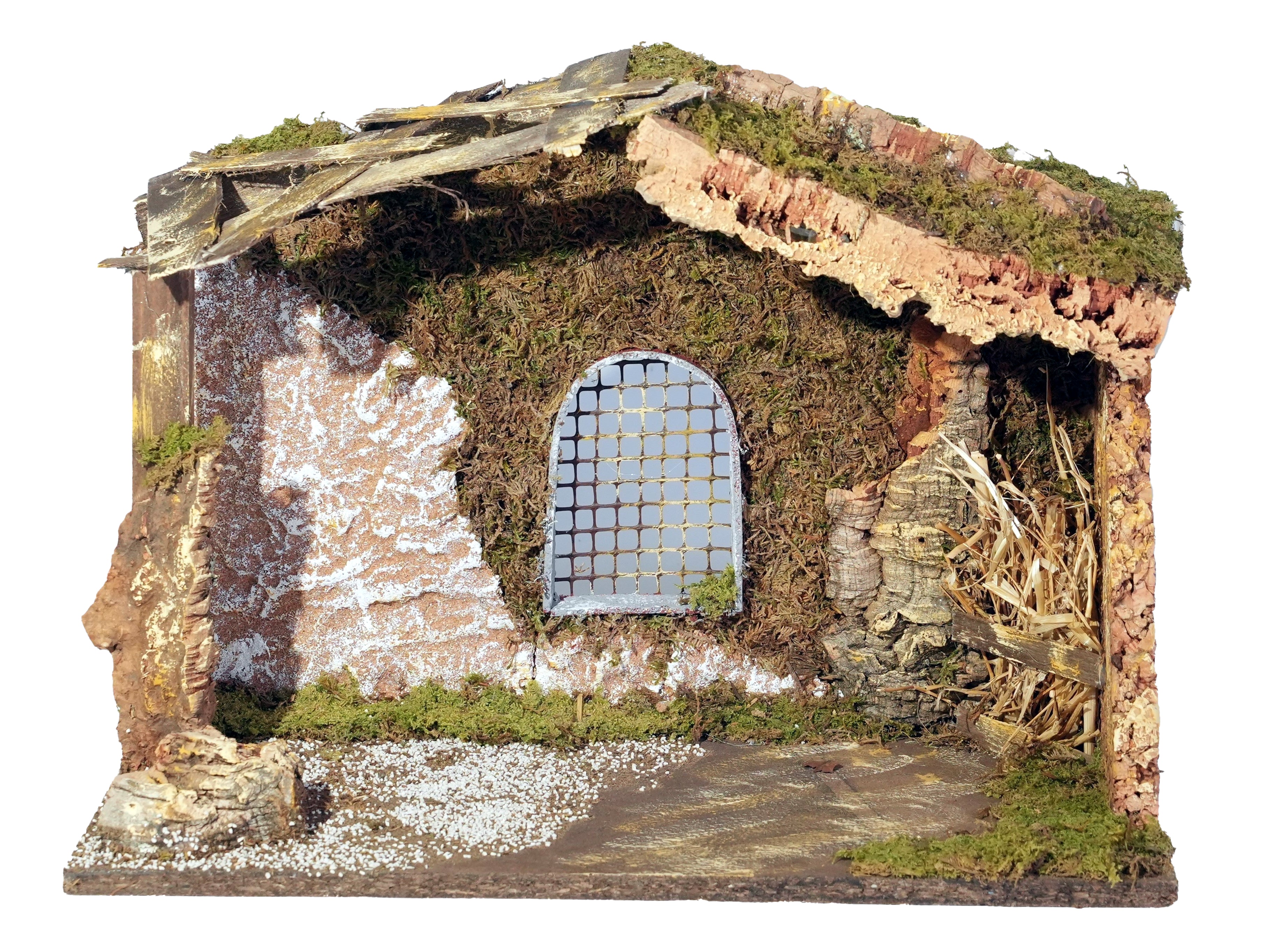 Capanna Presepe Vuota 42x19x30 cm struttura artigianale per presepe natalizio con ambientazione rustica - DeMatteis.it