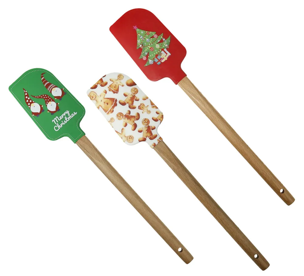 Leccapentola Christmas Brandani spatole da cucina con decorazioni natalizie e manico in legno set da 3 pezzi - DeMatteis.it