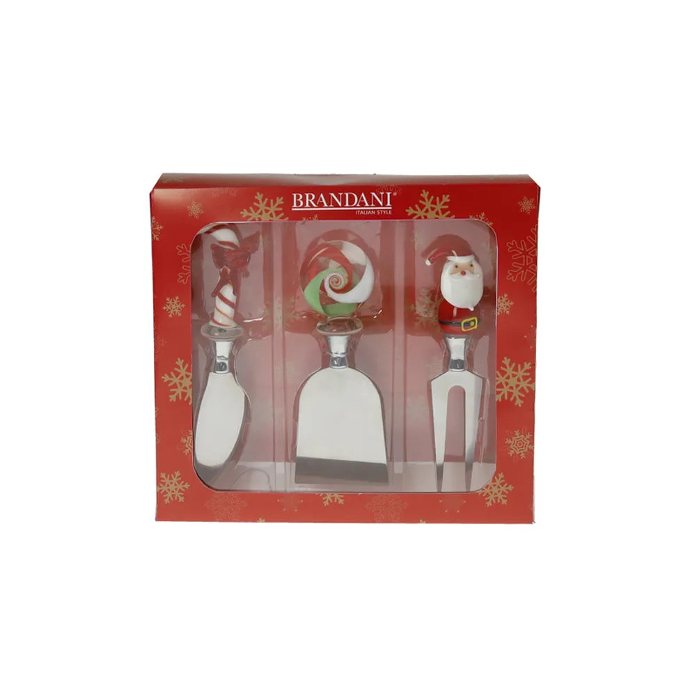 Set 3 Coltelli Formaggio Christmas Brandani con impugnature decorazioni natalizie per servizio formaggi - DeMatteis.it