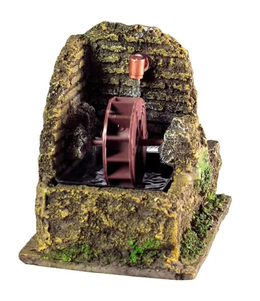 Mulino ad acqua con pompa decorativo 13x10x12 cm per presepe con ruota funzionante - DeMatteis.it