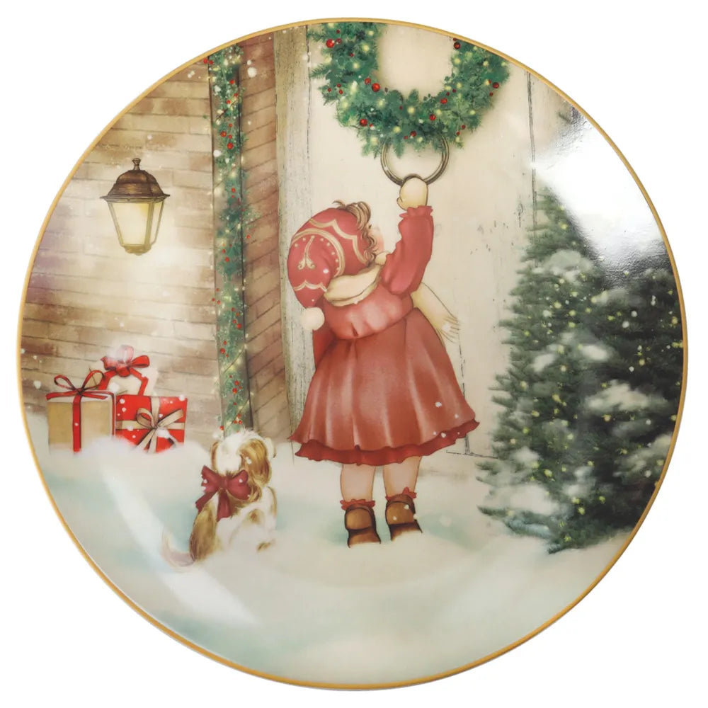 Piattino Bimba Porcellana Brandani decorativo natalizio per servizio tavola delle feste - DeMatteis.it