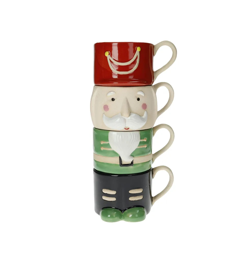 Tazza Impilabile Schiaccianoci Cappello Rosso Brandani set 4 tazze per bevande calde a tema natalizio - DeMatteis.it