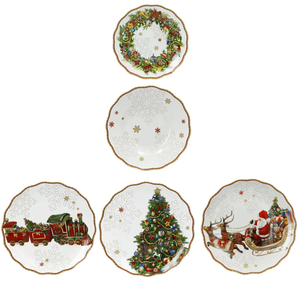 Set 18 Piatti Tavola Porcellana Christmas Brandani per servizio da tavola natalizio - DeMatteis.it