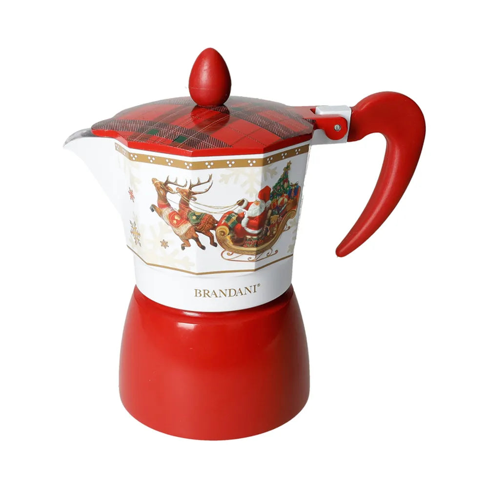 Caffettiera Christmas Tartant Brandani per caffè espresso con decorazioni natalizie - DeMatteis.it