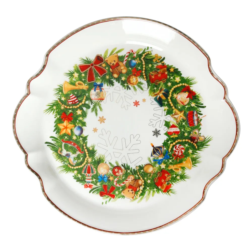 Vassoio Portata Porcellana Christmas Brandani per servire dolci e pietanze natalizie con decorazioni festive - DeMatteis.it