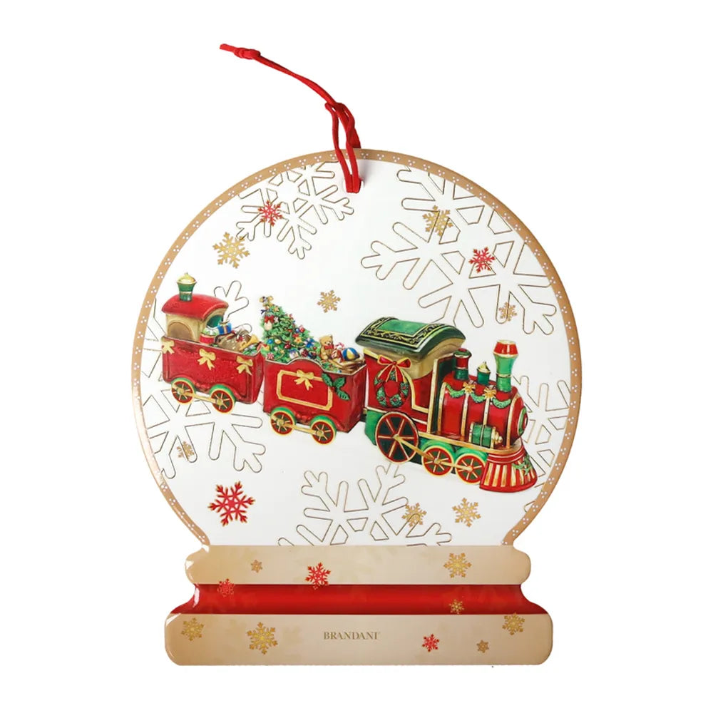 Decorazione Trenino Christmas Brandani ornamento natalizio con trenino e fiocchi di neve per albero - DeMatteis.it