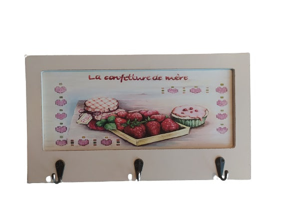 Appendino 3 Ganci Disegno Fragole 35x20x4 Cm