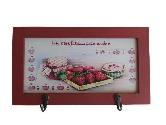 Appendino 2 Ganci Disegno Fragole 30x18x4 Cm