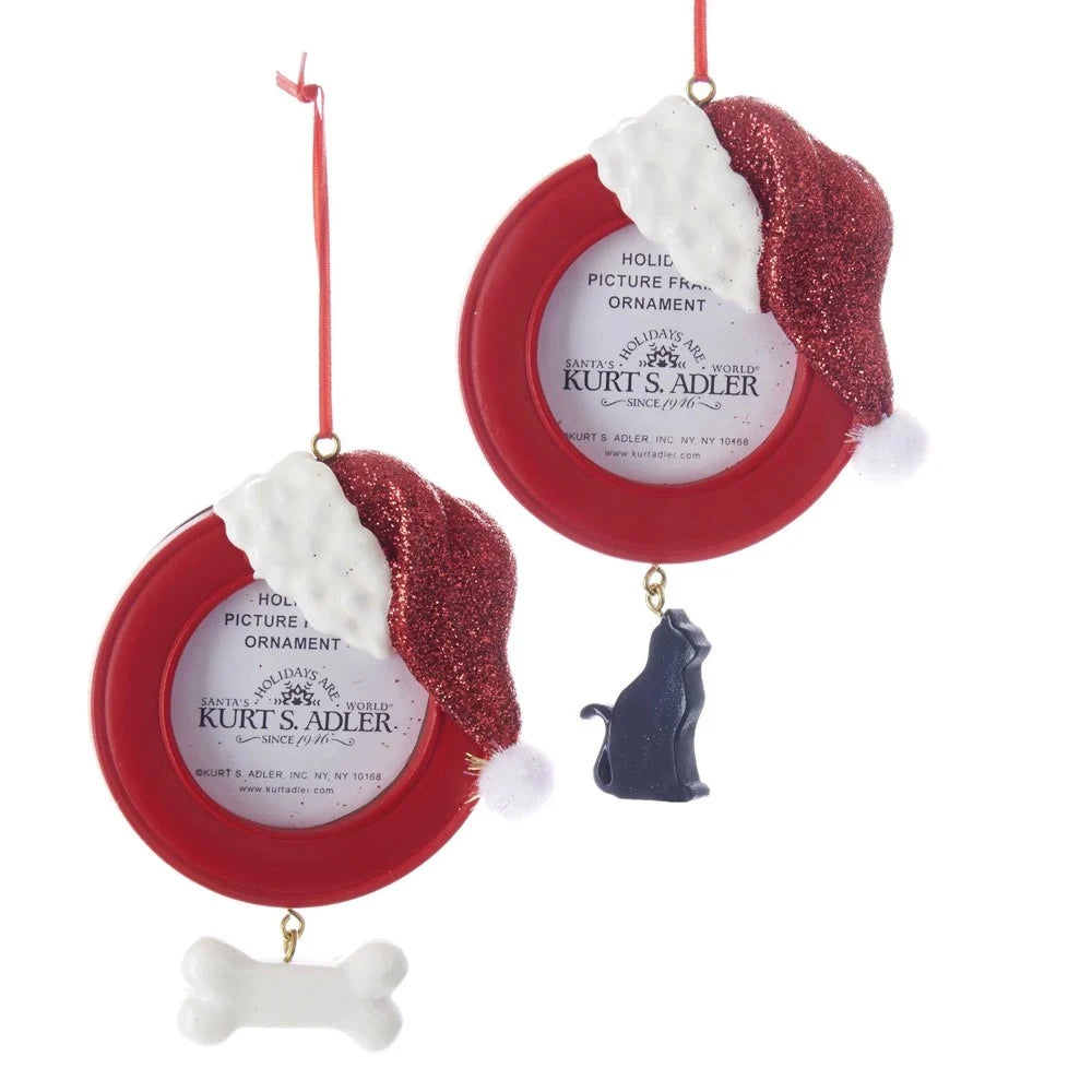Pendente Portafoto Animale Kurt S. Adler per decorazioni natalizie con cornice circolare e charm animali domestici - DeMatteis.it