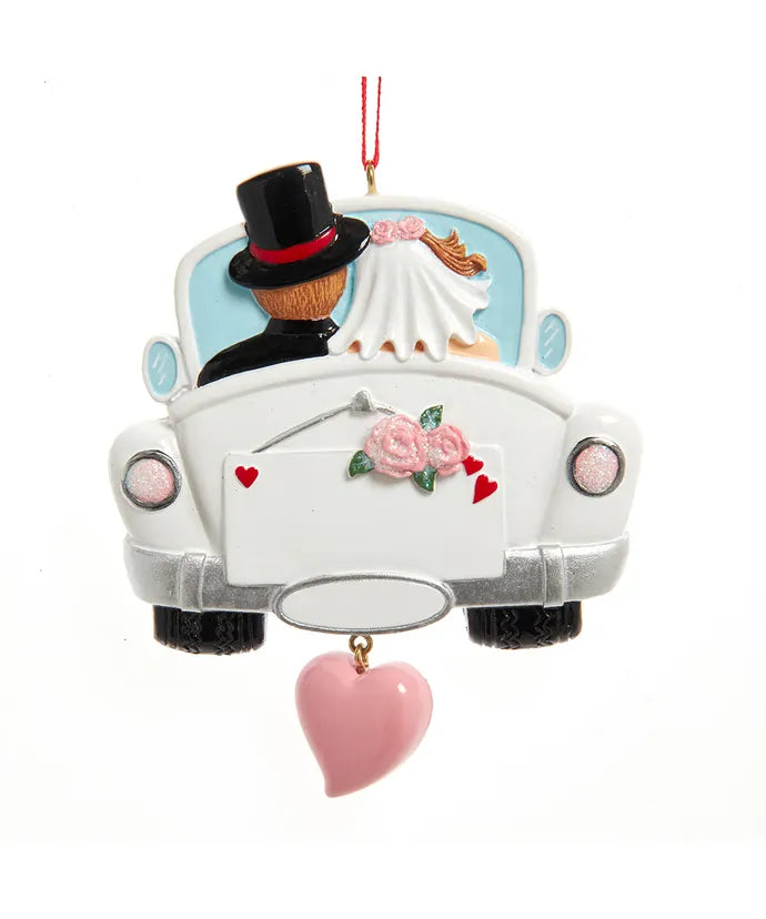 Pendente Coppia Di Sposi Personalizzabile 9 cm decorazione matrimoniale con auto e cuore pendente - DeMatteis.it