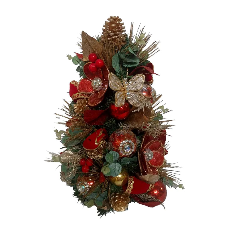 Albero Decorato Rosso Oro D 30x45 Cm