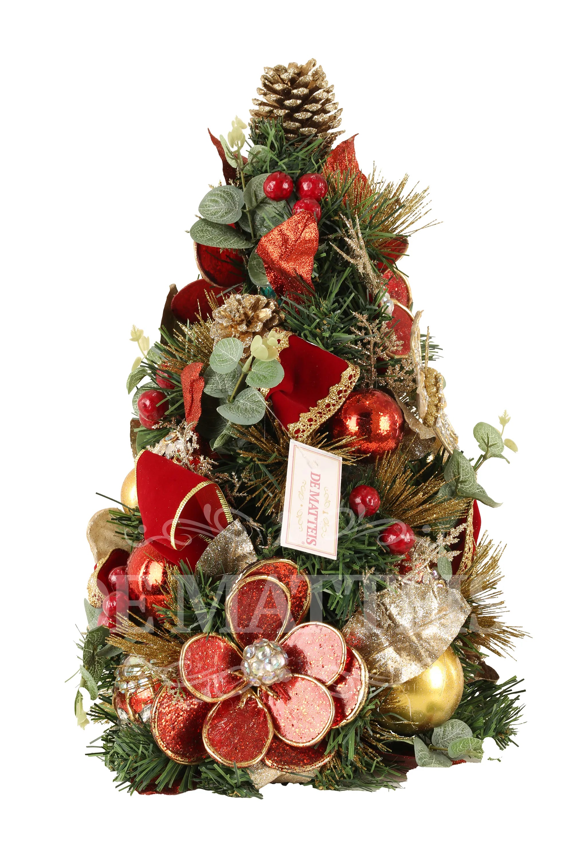 Albero Decorato Rosso Oro D 30x45 Cm