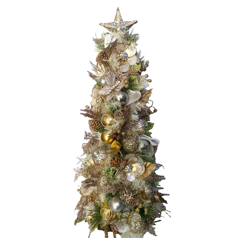 Albero Decoro Champagne Rosso Oro D 35x90 Cm