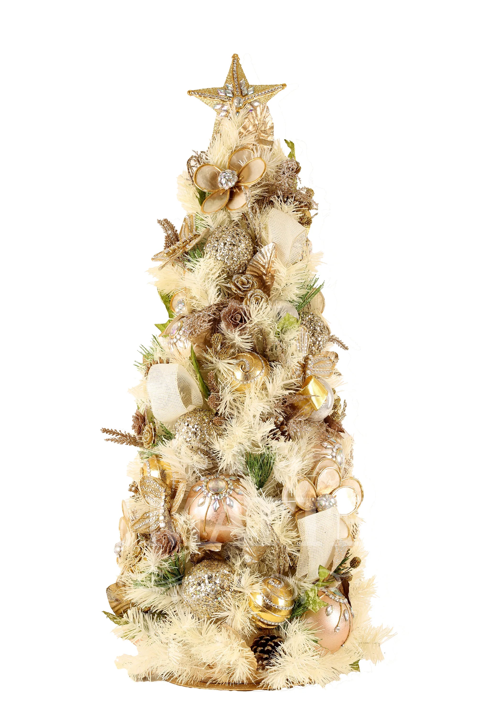 Albero Decoro Champagne Rosso Oro D 35x90 Cm