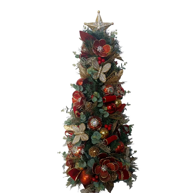 Albero Decorato Rosso Oro D 35x90 Cm