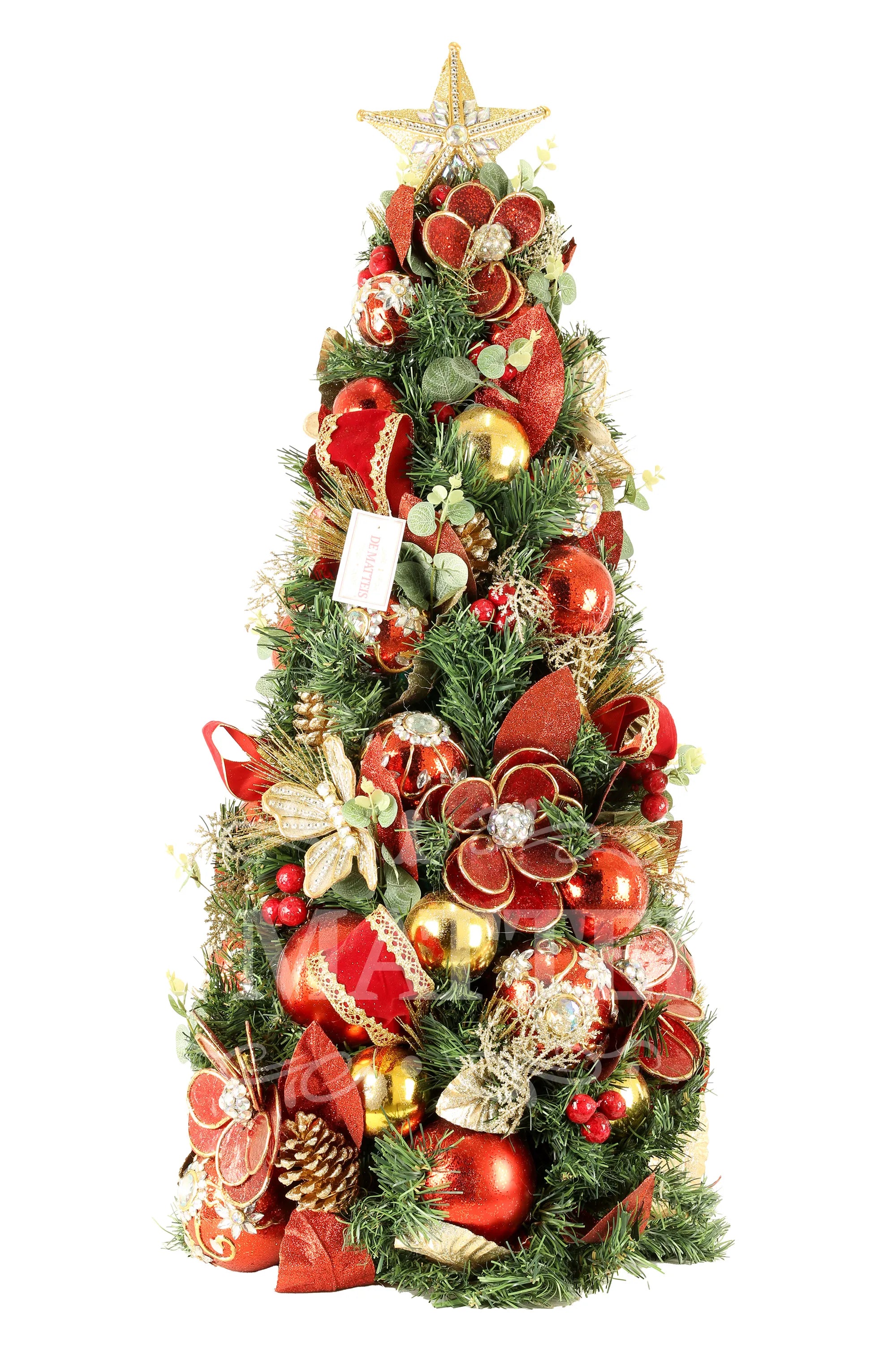 Albero Decorato Rosso Oro D 35x90 Cm