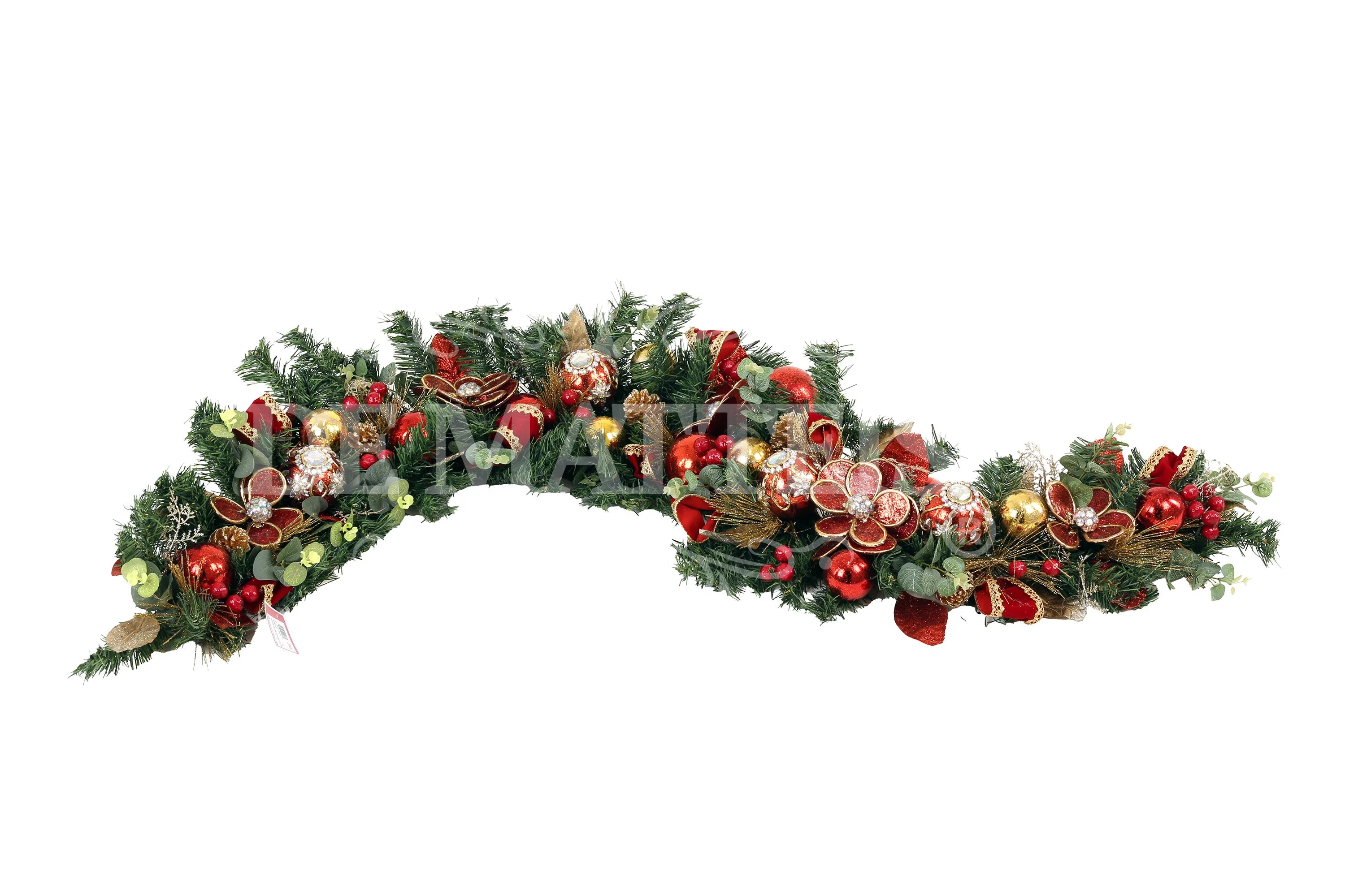 Festone Decorato Rosso Oro 180 Cm