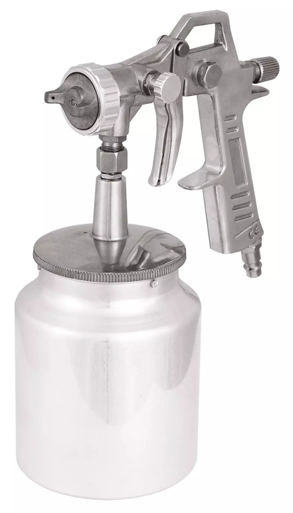 Aerografo in metallo Einhell con tanica da 1 litro, impugnatura ergonomica e sistema di controllo della vernice, ideale per verniciatura di precisione e progetti fai-da-te professionali. | Dematteis.it