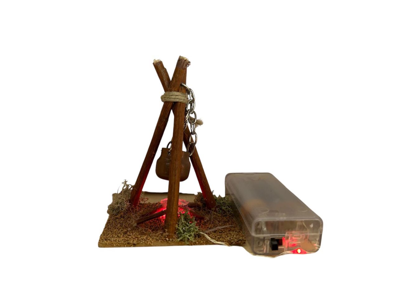 Trespolo con fuoco a batteria AA per presepe, effetto fiamma luminosa LED con interruttore - DeMatteis.it