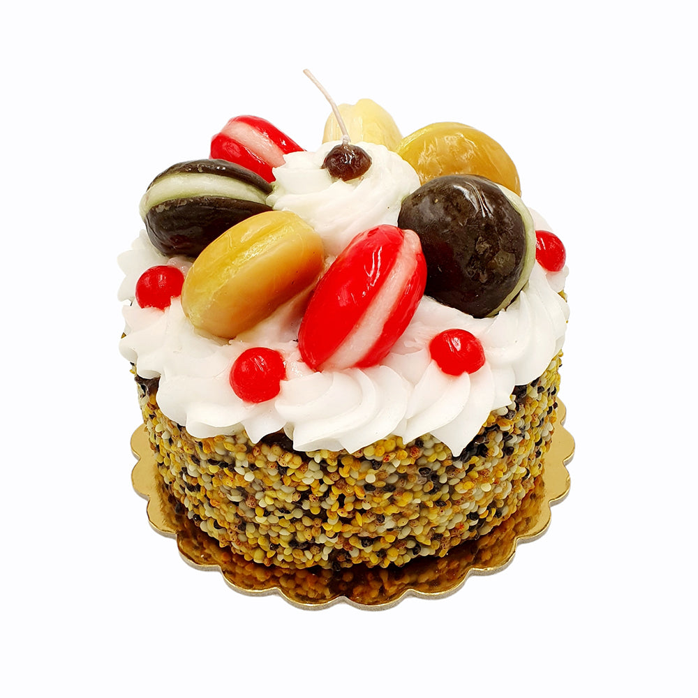 Candela Torta Macarons decorativa con panna e macarons colorati per celebrazioni e feste - DeMatteis.it